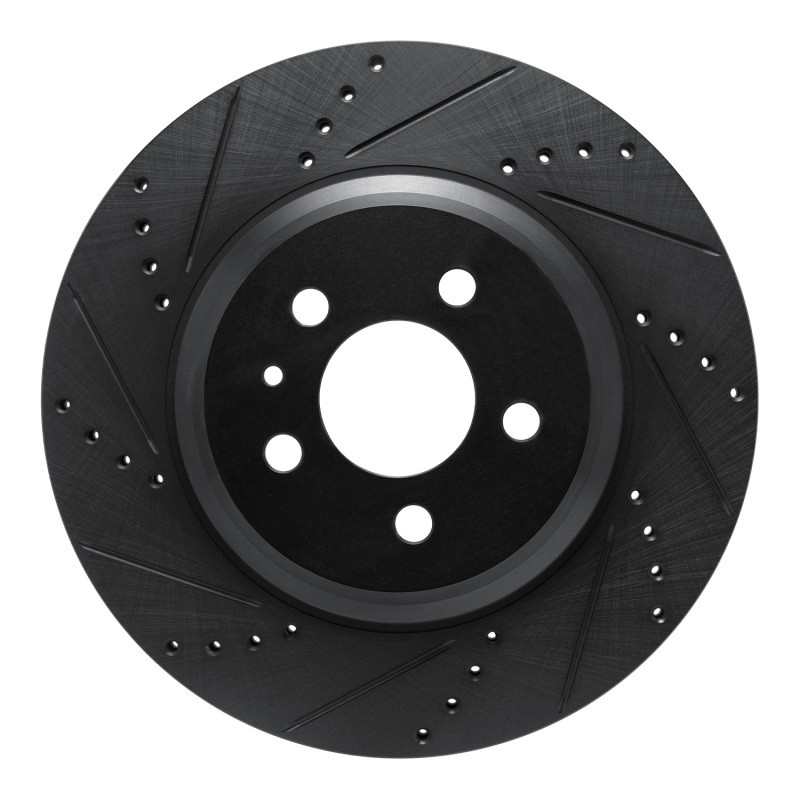 Tesla Model 3 Brake Rotor (1) - Rear Left - R1 Concepts - Drilled & Slotted - Black - `17-`25